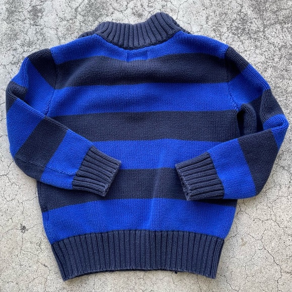 Vintage Polo Ralph Lauren Sweater knit size 6 Blue Striped Mock Neck 1/4 Zip - Picture 2 of 4